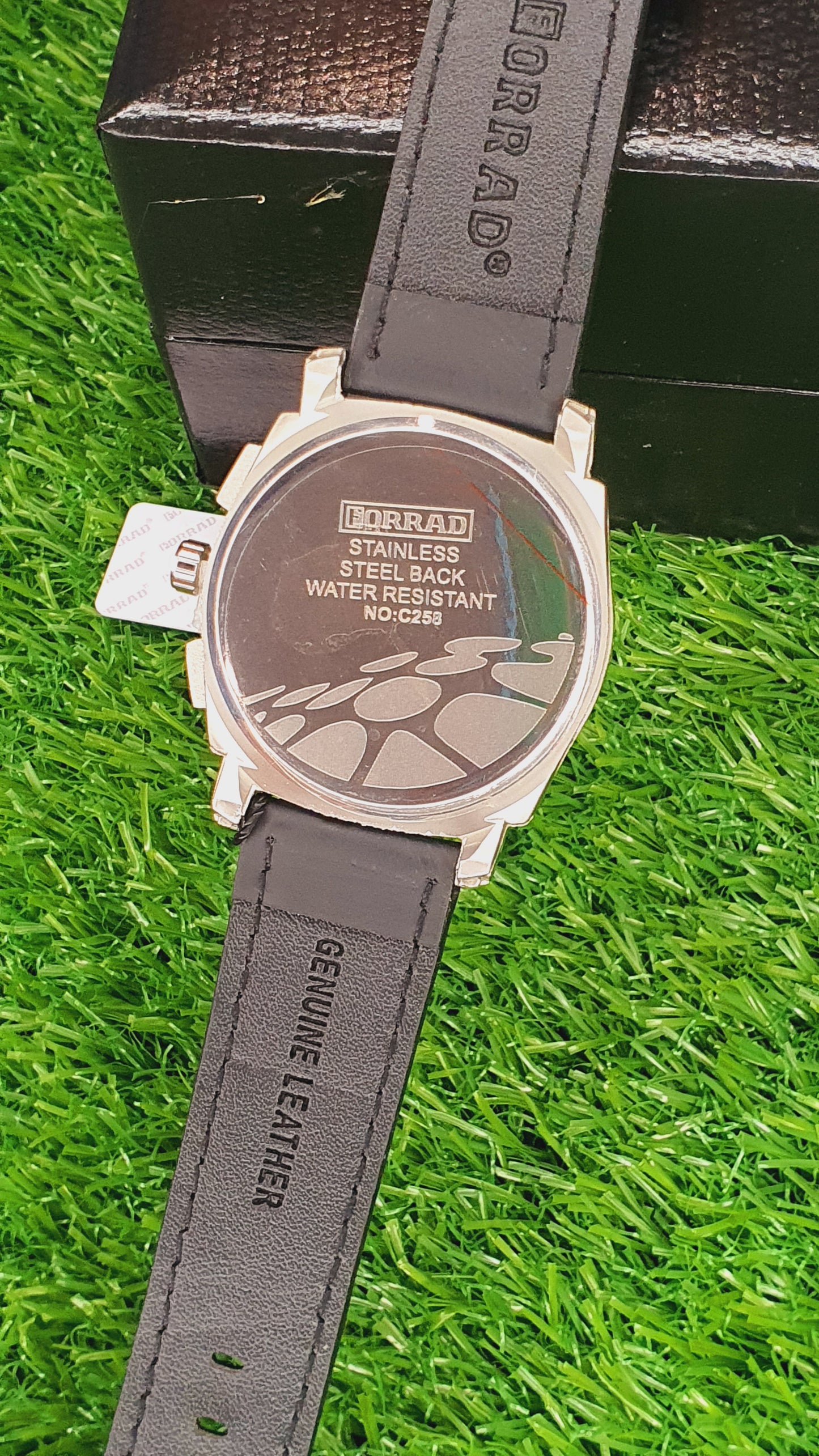 FORRAD Men's Crystal-Accented Chronograph Watch with Black Strap