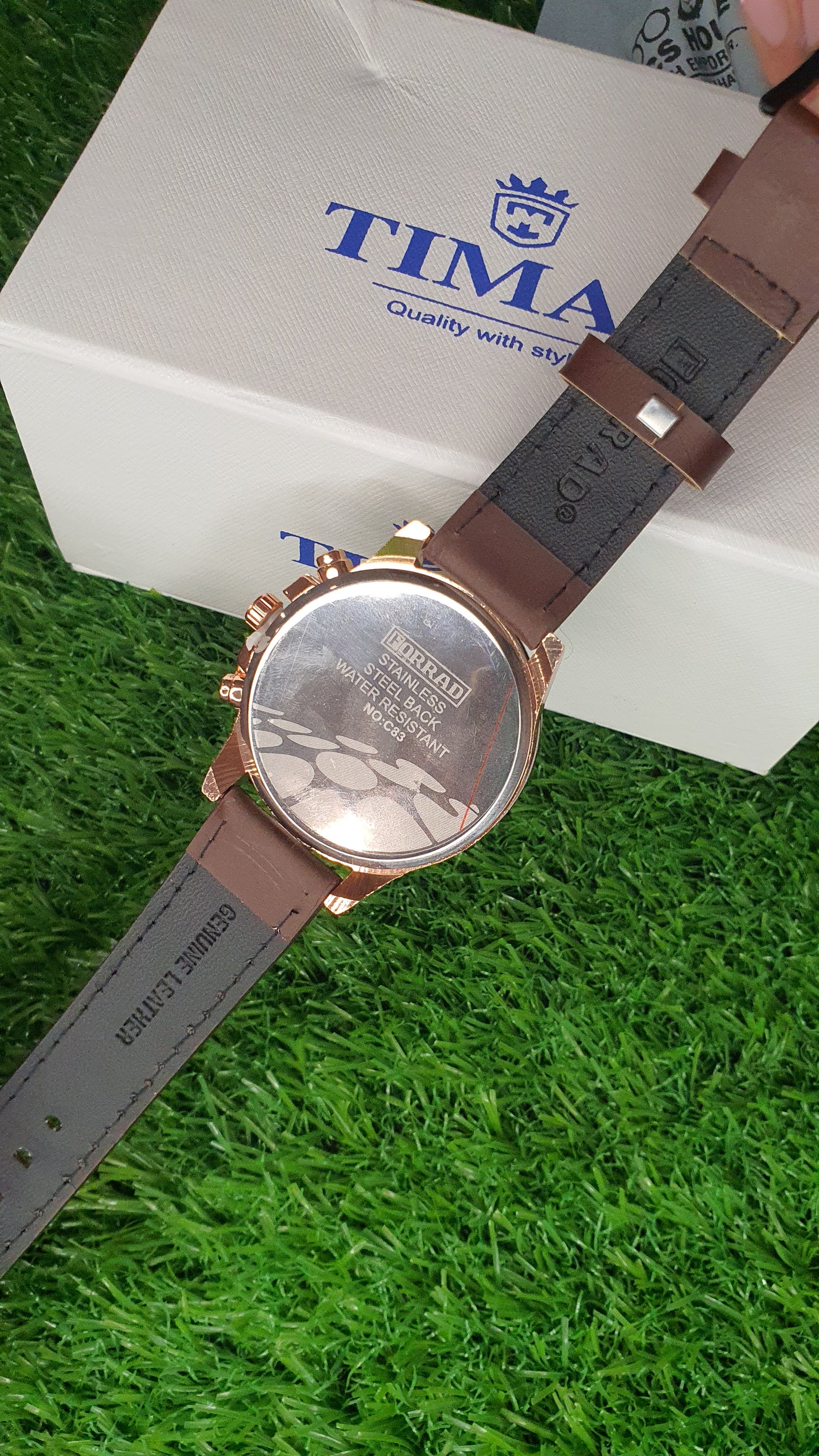 FORRAD Men's Brown & Copper Chronograph Watch with Leather Strap