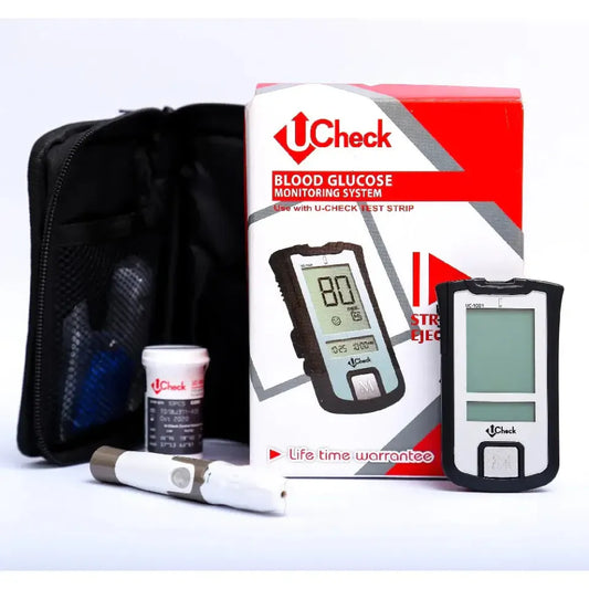 UCheck Blood Glucose Monitoring System Kit (Meter, Lancing Device, Strips)